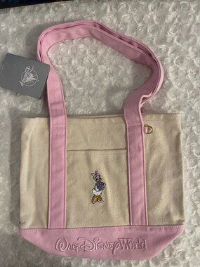 NWT Disney Parks Disney World WDW Exclusive Daisy Duck Pink Canvas Mini Tote Bag